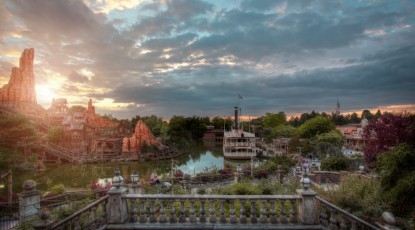 Disneyland Park, Paris, France - Frontierland sunset